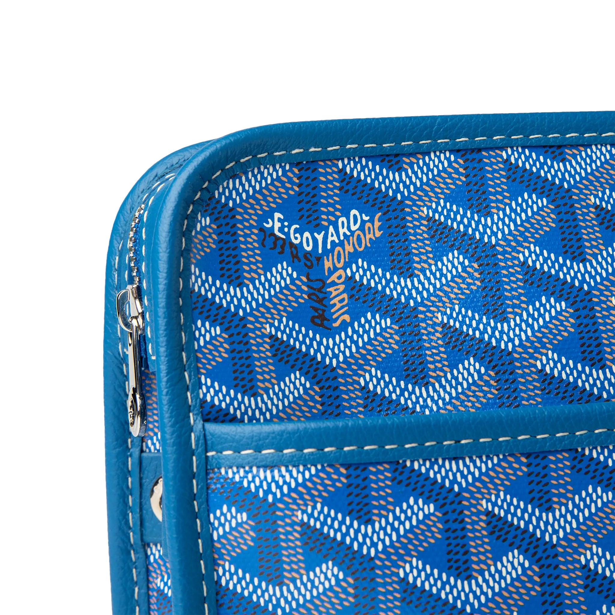 Detail view of Goyard Jouvence MM Sky Blue Washbag